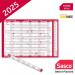 Sasco 2025 EU Year Wall Planner with wet wipe pen & sticker pack, Blue, Poster Style, 915mmW x 610mmH - Outer Carton of 10 2410247