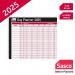 Sasco 2025 Day Wall Planner with wet wipe pen & sticker pack, Black & Red, Board Mounted, 915mmW x 610mmH - Outer Carton of 10 2410248