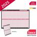 Sasco 2025 Day Wall Planner with wet wipe pen & sticker pack, Black & Red, Board Mounted, 915mmW x 610mmH - Outer Carton of 10 2410248