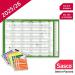 Sasco 2025 Fiscal Year Wall Planner with wet wipe pen & sticker pack, Green, Board Mounted, 915mmW x 610mmH - Outer Carton of 10 2410249