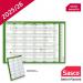 Sasco 2025 Fiscal Year Wall Planner with wet wipe pen & sticker pack, Green, Board Mounted, 915mmW x 610mmH - Outer Carton of 10 2410249