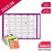 Sasco 202526 Academic Year Wall Planner with wet wipe pen & sticker pack, Purple, Board Mounted, 915mmW x 610mmH - Outer Carton of 10 2410250