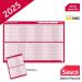 Sasco 2025 Staff Year Wall Planner with wet wipe pen & sticker pack, Blue, Board Mounted, 915mmW x 610mmH - Outer Carton of 10 2410252