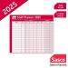 Sasco 2025 Staff Year Wall Planner with wet wipe pen & sticker pack, Blue, Poster Style, 915mmW x 610mmH - Outer Carton of 10 2410253