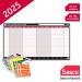 Sasco 2025 Annual Holiday Year Wall Planner with wet wipe pen & sticker pack, Black & Red, Poster Style, 750mmW x 410Hmm - Outer Carton of 10 2410254