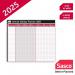 Sasco 2025 Annual Holiday Year Wall Planner with wet wipe pen & sticker pack, Black & Red, Poster Style, 750mmW x 410Hmm - Outer Carton of 10 2410254