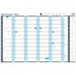 Sasco 2025 Value Year Wall Planner, Blue, Board Mounted, 915mmW x 610mmH  - Outer Carton of 10 2410259