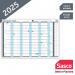 Sasco 2025 Value Year Wall Planner, Blue, Board Mounted, 915mmW x 610mmH - Outer Carton of 10 2410259