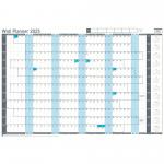 Sasco 2025 Value Year Wall Planner with wet wipe pen & sticker pack, Blue, Poster Style, 915mmW x 610mmH  - Outer Carton of 10 2410260