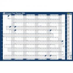 Sasco 2026 Compact Year Wall Planner Landscape with wet wipe pen & sticker pack, Blue, Poster Style - Outer carton of 10 2410267