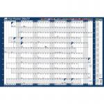 This photo shows a poster style wall planner in blue, with the brand name ACCO and model name Sasco 2026 EU clearly visible. It also comes with a wet wipe pen and sticker pack. The product is sold in sets of 10 and is packaged in an outer carton.