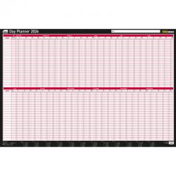 Sasco 2026 Day Wall Planner with wet wipe pen & sticker pack, Black & Red, Board Mounted - Outer carton of 10 2410271