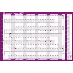 Sasco 202627 Academic Year Wall Planner with wet wipe pen & sticker pack, Purple, Board Mounted - Outer carton of 10 2410273