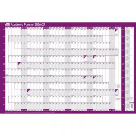 Sasco 202627 Academic Year Wall Planner with wet wipe pen & sticker pack, Purple, Board Mounted - Outer carton of 10 2410273