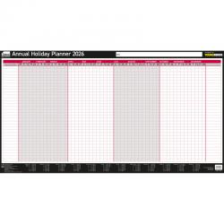 Sasco 2026 Annual Holiday Yr Wall Planner, wet wipe pen & sticker pack, Black & Red, Poster Style - Outer carton of 10 2410277