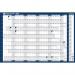 The photo features a blue poster-style wall planner from ACCO Brands, with the year 2026 displayed prominently. The planner comes with a wet wipe pen and sticker pack, and is packaged in an outer carton of 10.