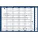 The picture portrays a blue ACCO Brands Compact planner, specifically the Sasco 2026 Compact Year Wall Planner Landscape. It comes with a wet wipe pen and sticker pack and has a poster-style design. The outer carton contains 10 planners, with the product number 2410279.