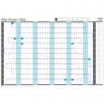 The photograph shows a pack of 10 blue ACCO Brands Planners Sasco 2026 Value Year Wall Planners. Each planner comes with a wet wipe pen and sticker pack. The posters are designed in a stylish and functional manner. They come packaged in a sturdy outer carton.