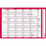 Sasco 2027 Original Year Wall Planner with wet wipe pen, pack of 378 stickers & Today sticker, Red, Board Mounted, 915mmW x 610mmH. Outer carton of 10 2410285