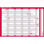 Sasco 2027 Original Year Wall Planner with wet wipe pen, pack of 378 stickers & Today sticker, Red, Poster Style, 915mmW x 610mmH. Outer Carton of 10 2410286