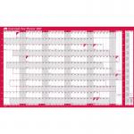 Sasco 2027 Oversized Year Wall Planner with wet wipe pen & pack of 378 stickers, Red, Poster Style, 1100mmW x 610mmH. Outer Carton of 10 2410287