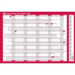 Sasco 2027 Super Compact Year Wall Planner with wet wipe pen & pack of 388 stickers, Red Poster Style, 400mmW x 285Hmm. Outer Carton of 10 2410288