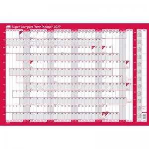 Sasco 2027 Super Compact Year Wall Planner with wet wipe pen &