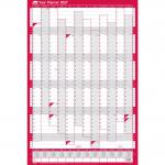 Sasco 2027 Portrait Year Wall Planner with wet wipe pen & pack of 378 stickers, Red, Poster Style, 610Wmm x 915Hmm. Outer Carton of 10 2410289