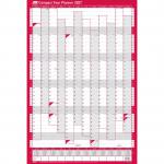 Sasco 2027 Compact Year Wall Planner Portrait with wet wipe pen & pack of 388 stickers, Red, Poster Style, 405mmW x 610mmH. Outer Carton of 10 2410292