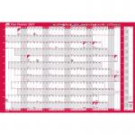 Sasco 2027 EU Year Wall Planner with wet wipe pen & pack of 378 stickers, Red, Board Mounted, 915mmW x 610mmH. Outer Carton of 10 2410293