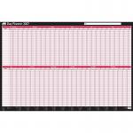 Sasco 2027 Day Wall Planner with wet wipe pen & pack of 700 stickers, Black & Red, Board Mounted, 915mmW x 610mmH. Outer Carton of 10 2410295