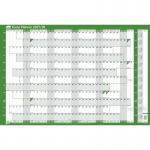 Sasco 202728 Fiscal Year Wall Planner with wet wipe pen & pack of 378 stickers, Green, Board Mounted, 915mmW x 610mmH. Outer Carton of 10 2410296
