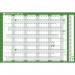 Sasco 202728 Fiscal Year Wall Planner with wet wipe pen & pack of 378 stickers, Green, Board Mounted, 915mmW x 610mmH. Outer Carton of 10 2410296