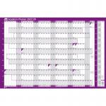 Sasco 202728 Academic Year Wall Planner with wet wipe pen & pack of 378 stickers, Purple, Board Mounted, 915mmW x 610mmH. Outer Carton of 10 2410297