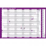Sasco 202728 Academic Year Wall Planner with wet wipe pen & pack of 378 stickers, Purple, Poster Style, 915mmW x 610mmH. Outer Carton of 10 2410298