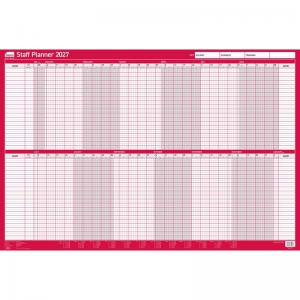 Sasco 2027 Staff Year Wall Planner with wet wipe pen & pack of 700