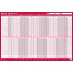 Sasco 2027 Staff Year Wall Planner with wet wipe pen & pack of 700 stickers, Red, Poster Style, 915mmW x 610mmH. Outer Carton of 10 2410300