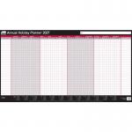 Sasco 2027 Annual Holiday Year Wall Planner, wet wipe pen & pack of 412 stickers, Black & Red, Poster Style, 750mmW x 410Hmm. Outer Carton of 10 2410301