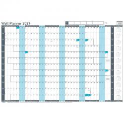 Sasco 2027 Value Year Wall Planner with wet wipe pen Blue, Poster Style, 915mmW x 610mmH. Outer Carton of 10 2410303