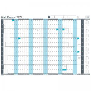 Sasco 2027 Value Year Wall Planner with wet wipe pen Blue, Poster