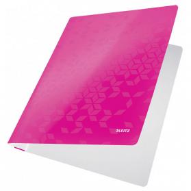 Leitz WOW A4 Flat Files with Bar Mechanism - Pink - Outer carton of 10 30010023