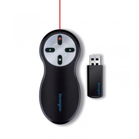 Kensington Wireless USB PowerPoint Presenter with Red Laser Pointer; 20m range; Black  33374EU