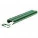 In the picture, there is a pack of ACCO Brands Tools Rapid VR16 Fence Hogrings. The hogrings are a vibrant green color and are neatly arranged in the packaging. They appear to be made of durable material and each hogring has a slightly curved shape. The packaging also includes the brand name and logo. These hogrings are designed for use in fencing projects and are suitable for a variety of applications.