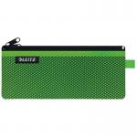 Leitz WOW 2-pocket Travel Pouch M. Size: 21x8.5 cm. See-through and opaque pockets. Green - Outer carton of 10 40120054