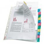 Esselte Index with 12 Tabbed Pockets A4 Polypropylene - Glass Clear - Outer carton of 10 414170