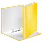 Leitz WOW Ring Binder Laminated. 25 mm, 2 D Ring mechanism. A4. Yellow. - Outer carton of 10 42410016