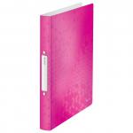 Leitz WOW Ringbinder A4 Polypropylene 2 O-Ring 25mm Pink Metallic - Outer carton of 10 42570023