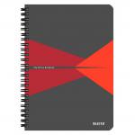 Leitz Office Notebook, Wirebound, 90 sheets, Ruled, 90gsm Ivory Paper, A5 Red - Outer carton of 5 44590025