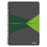 Leitz Office Notebook, Wirebound, 90 sheets, Ruled, 90gsm Ivory Paper, A5 Green - Outer carton of 5 44590055