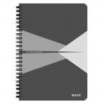 Leitz Office Notebook, Wirebound, 90 sheets, Ruled, 90gsm Ivory Paper, A5 Grey - Outer carton of 5 44590085